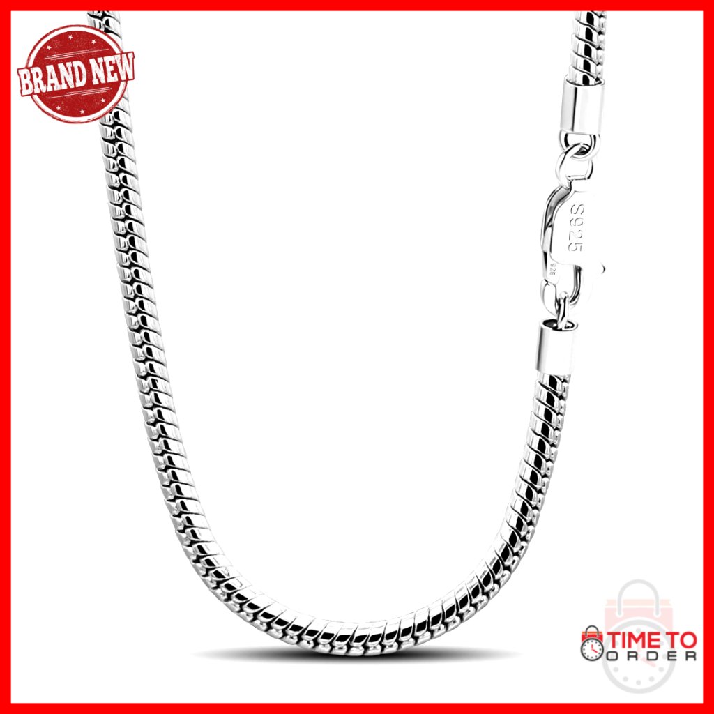 Sterling Silver Snake Chain Necklace 4mm 16 Inches Lobster Clasp